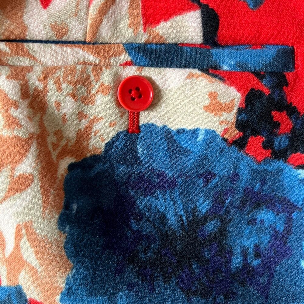 TALBOTS Chatham Ankle Pants 12 Floral Red Blue Beige Side zip - Picture 4 of 10